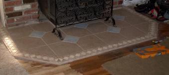 Tile hearth for fireplace