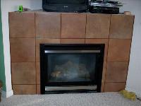 Tile around a gas fireplace
